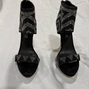 Aldo Black and Silver Studded Heels